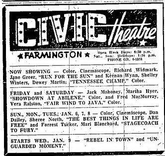 Farmington Civic Theater - 1956 Ad (newer photo)